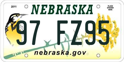 NE license plate 97FZ95