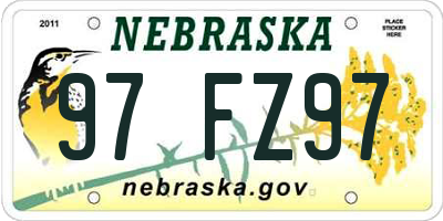 NE license plate 97FZ97
