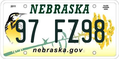 NE license plate 97FZ98