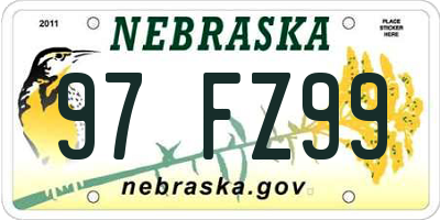 NE license plate 97FZ99