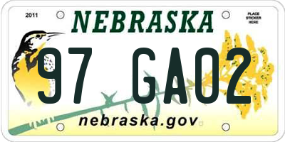 NE license plate 97GA02