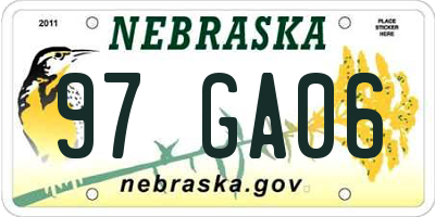 NE license plate 97GA06