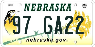 NE license plate 97GA22