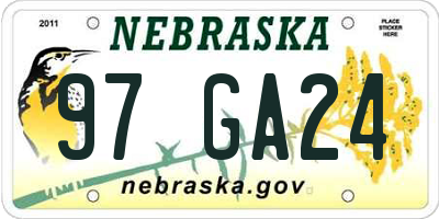 NE license plate 97GA24