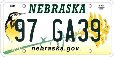 NE license plate 97GA39