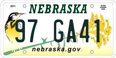 NE license plate 97GA41