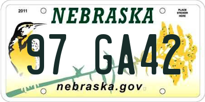 NE license plate 97GA42