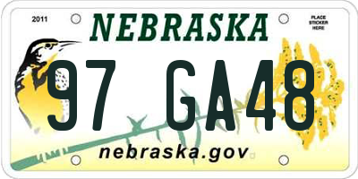 NE license plate 97GA48