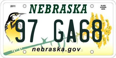 NE license plate 97GA68