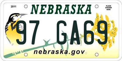 NE license plate 97GA69