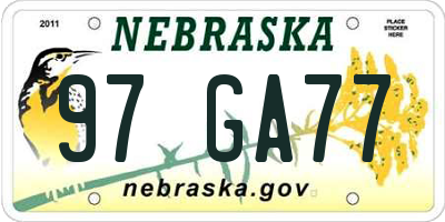 NE license plate 97GA77