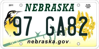 NE license plate 97GA82
