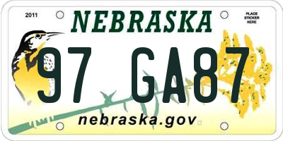 NE license plate 97GA87
