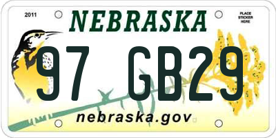 NE license plate 97GB29