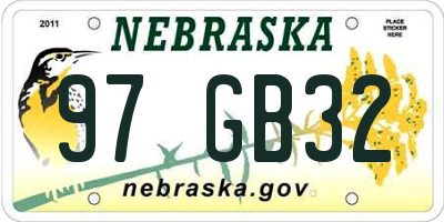 NE license plate 97GB32