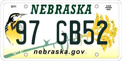 NE license plate 97GB52