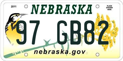 NE license plate 97GB82