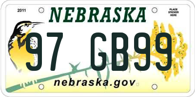 NE license plate 97GB99