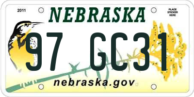 NE license plate 97GC31