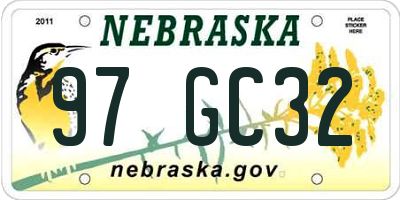 NE license plate 97GC32