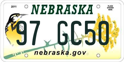 NE license plate 97GC50