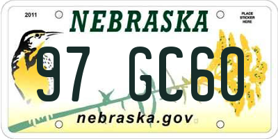 NE license plate 97GC60
