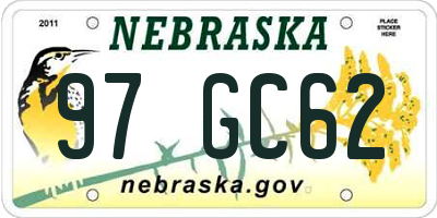 NE license plate 97GC62