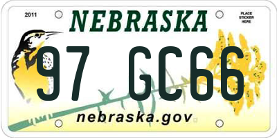 NE license plate 97GC66