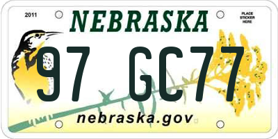 NE license plate 97GC77