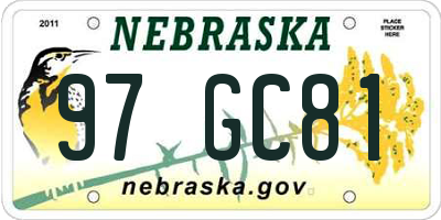 NE license plate 97GC81