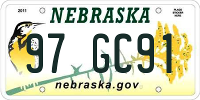 NE license plate 97GC91
