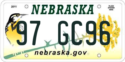 NE license plate 97GC96