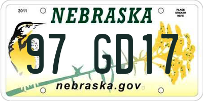 NE license plate 97GD17