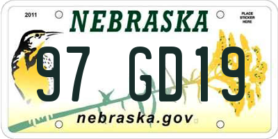 NE license plate 97GD19