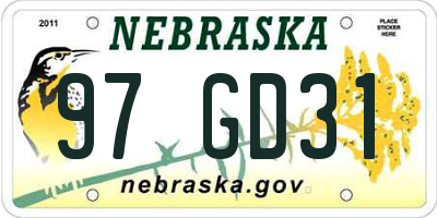 NE license plate 97GD31