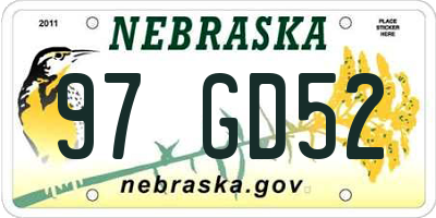 NE license plate 97GD52