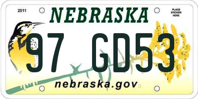 NE license plate 97GD53