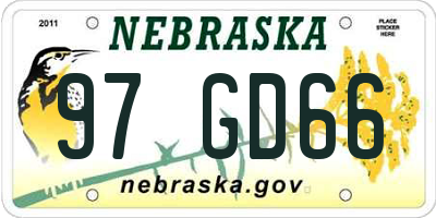 NE license plate 97GD66