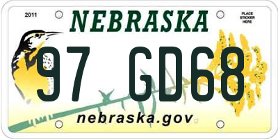 NE license plate 97GD68