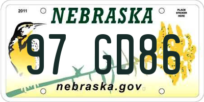 NE license plate 97GD86