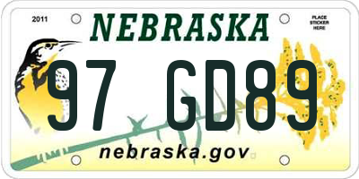NE license plate 97GD89