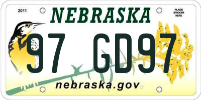 NE license plate 97GD97