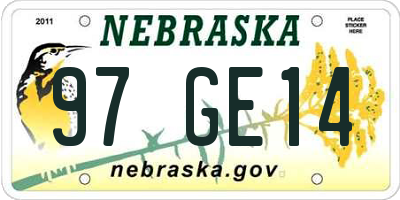 NE license plate 97GE14