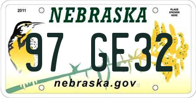 NE license plate 97GE32