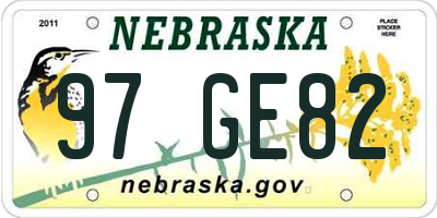 NE license plate 97GE82