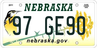 NE license plate 97GE90