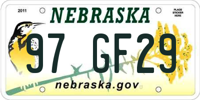 NE license plate 97GF29