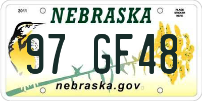 NE license plate 97GF48