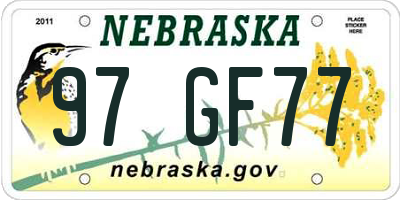 NE license plate 97GF77
