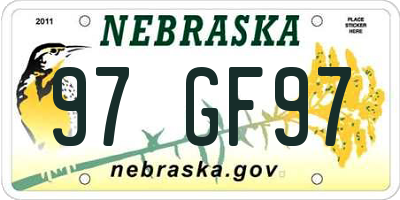 NE license plate 97GF97